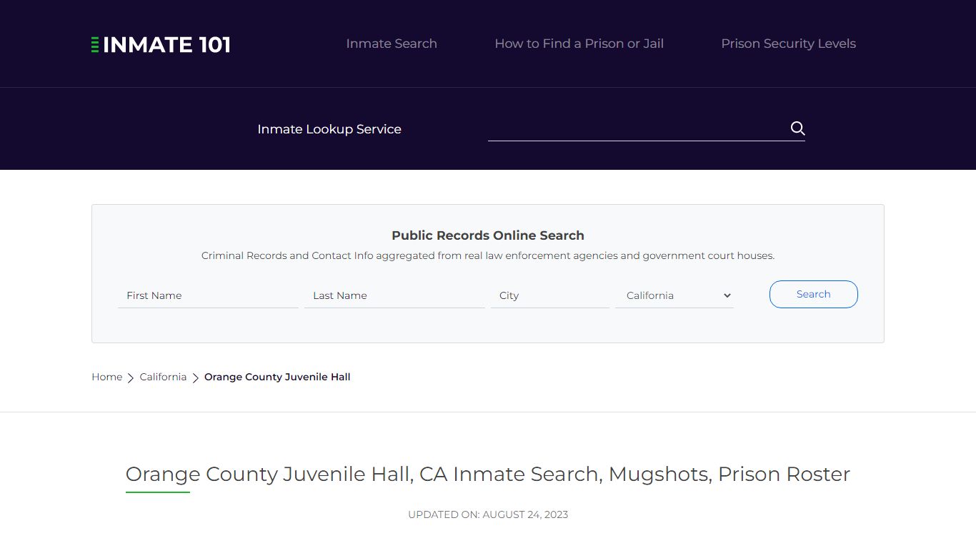 Orange County Juvenile Hall, CA Inmate Search, Mugshots, Prison Roster ...